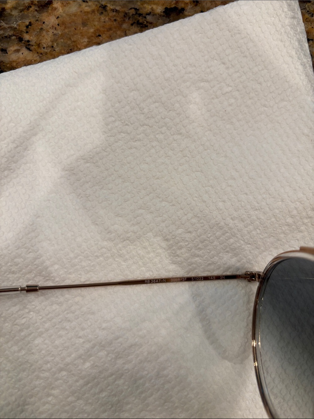 Ray-Ban Gold Frame Sunglasses with Blue Gradient Lenses - Picture 7 of 7